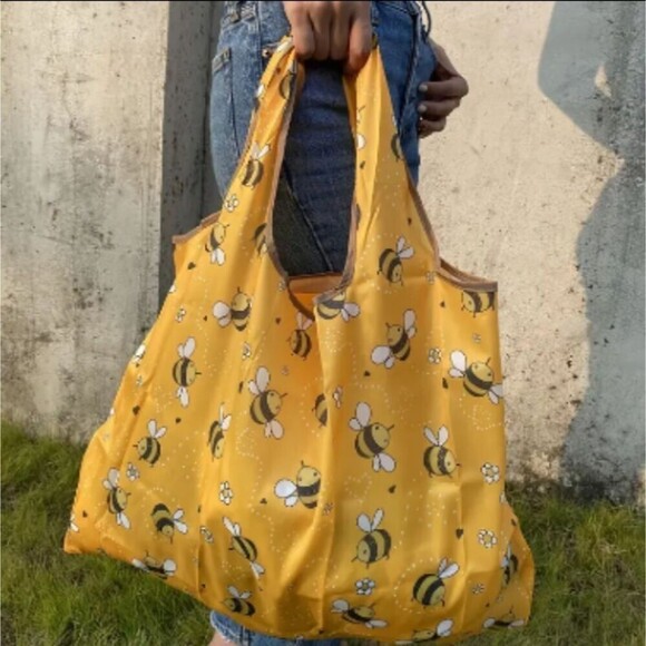 Honey Bee foldable collapsible shopping bag tote - Picture 1 of 2
